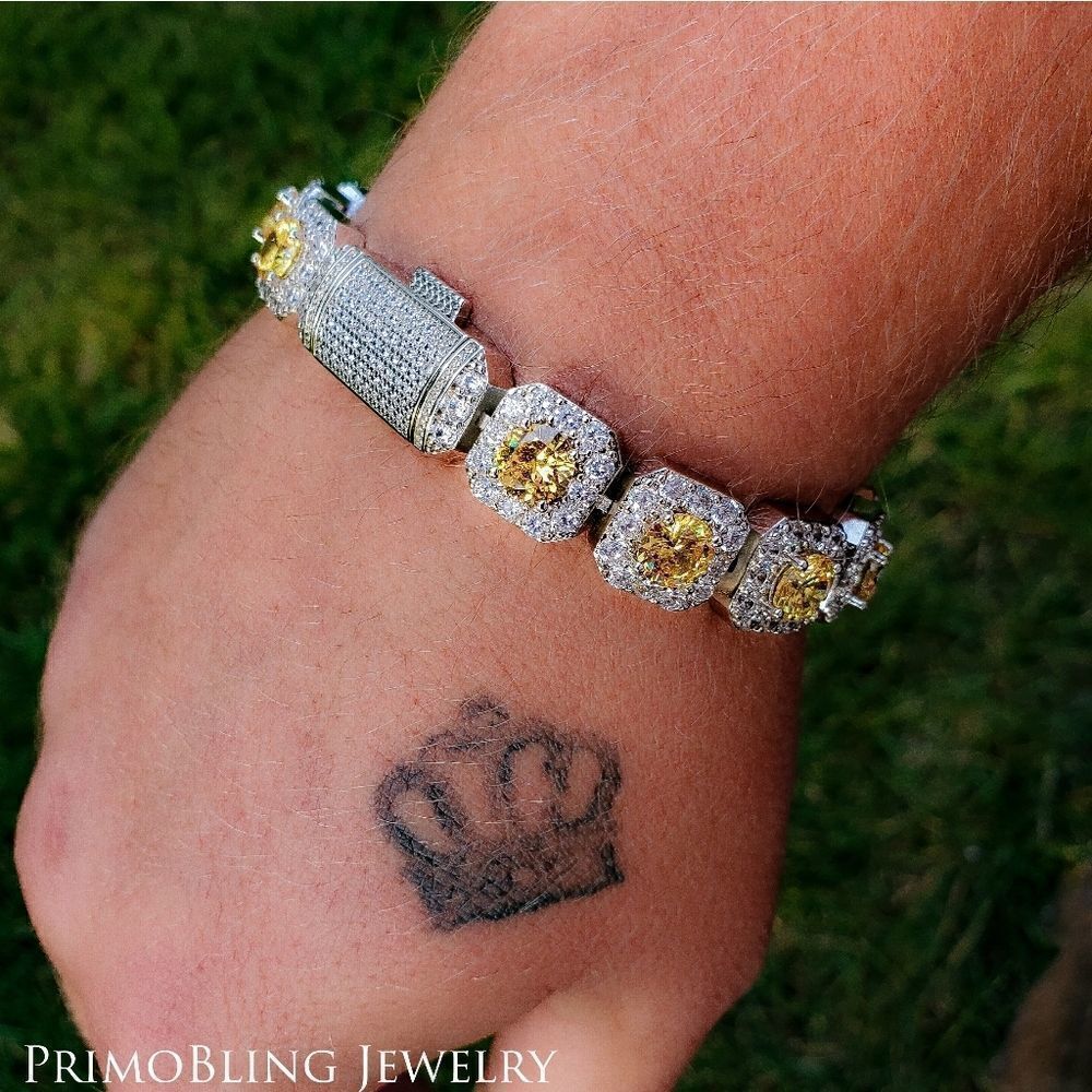 White & Canary Simulated Diamond Bracelet